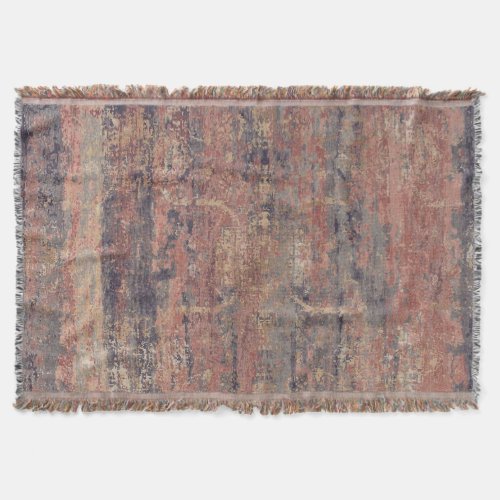 Vintage Distressed Abstract Antique Brown Throw Blanket