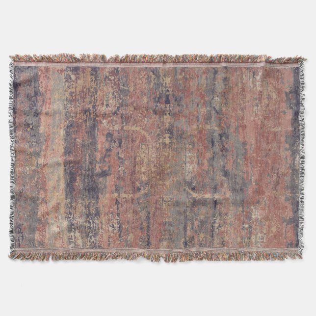 Vintage Distressed Abstract Antique Brown Throw Blanket (Front)