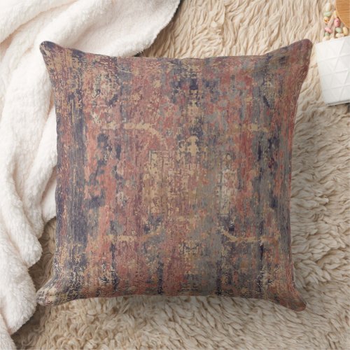 Vintage Distressed Abstract Antique Rust Orange Throw Pillow