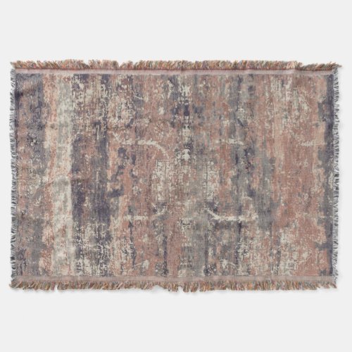 Vintage Distressed Abstract Antique Rustic Brown Throw Blanket