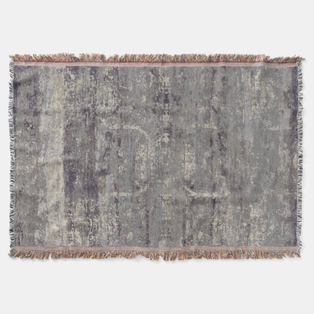 Vintage Distressed Abstract Antique Rustic Gray Throw Blanket (Front)
