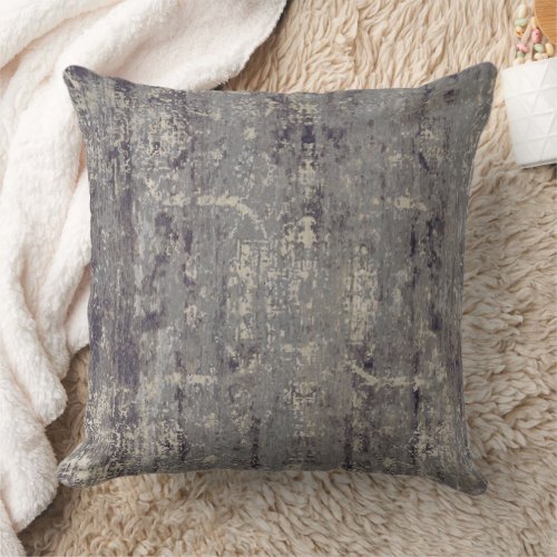 Vintage Distressed Abstract Antique Rustic Gray Throw Pillow