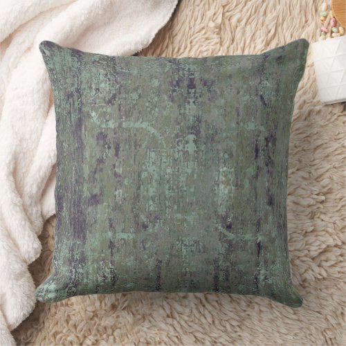 Vintage Distressed Abstract Antique Sage Green Throw Pillow