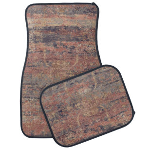 Vintage Distressed Abstract Grunge Brown Car Floor Mat