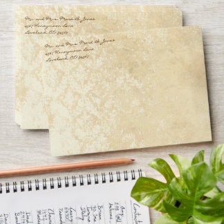 Vintage Distressed Aged Damask Envelopes