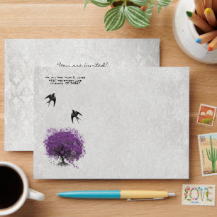 Vintage Distressed Aged Heart Leaf Damask Envelope