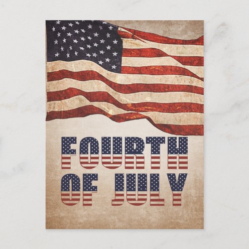 Vintage Distressed American Flag 4th of July Party Invitation Postcard