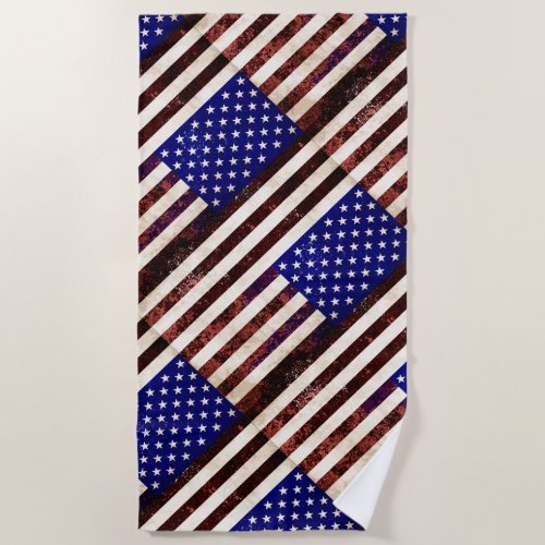 Vintage Distressed American Flag Beach Towel