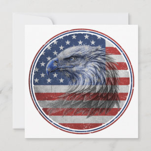 Vintage Distressed American Flag Eagle Save The Date