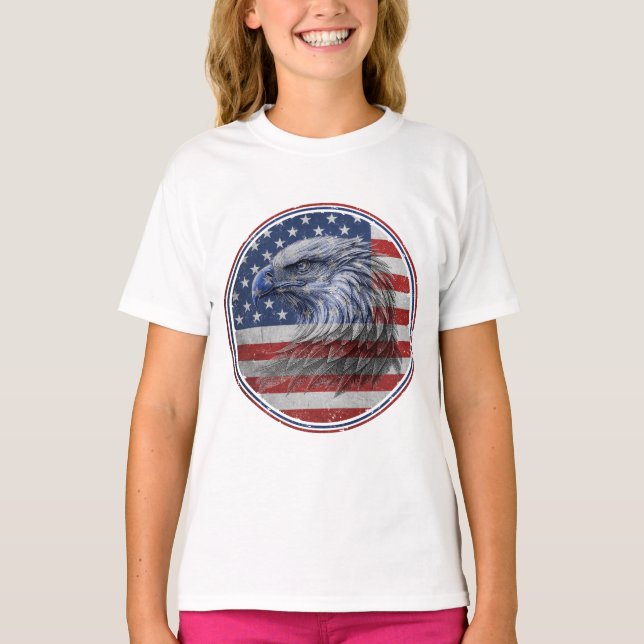 Vintage Distressed American Flag Eagle  T-Shirt (Front)