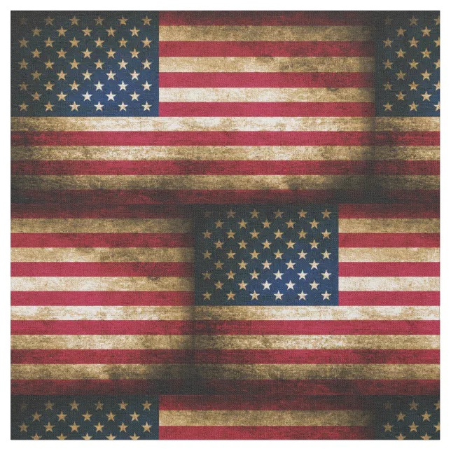 Vintage Distressed American Flag Fabric | Zazzle