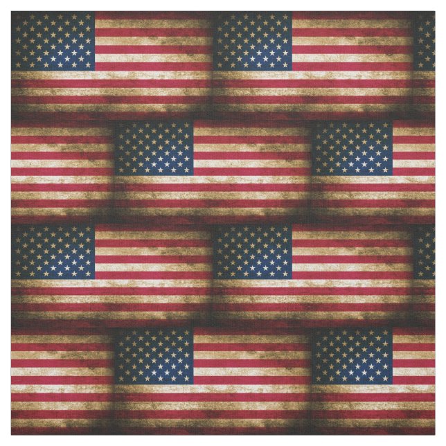 Vintage Distressed American Flag Fabric | Zazzle