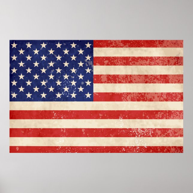 Vintage Distressed American Flag Poster (Front)