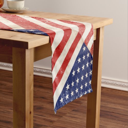 Vintage Distressed American Flag Short Table Runner