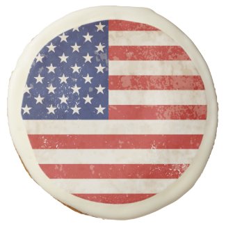 Vintage Distressed American Flag Sugar Cookie