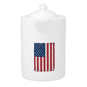 Vintage Distressed American Flag Vector Shirt Desi Teapot