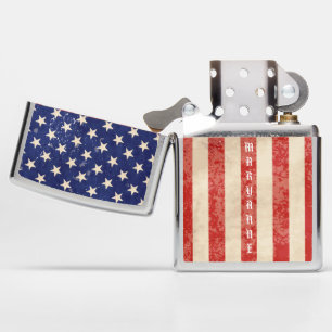 Vintage Distressed American Flag Zippo Lighter