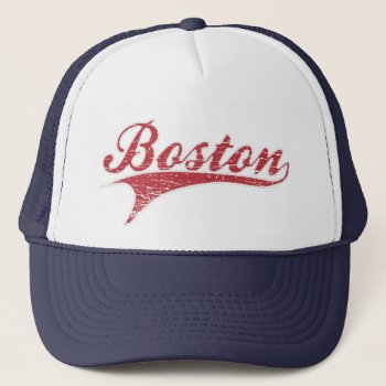 Vintage Distressed Boston Ballpark Hat by zarenmusic at Zazzle