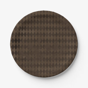 Vintage Distressed Brown Harlequin Paper Plates
