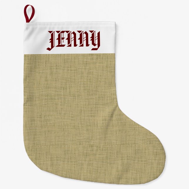 vintage distressed burlap stocking (Front)