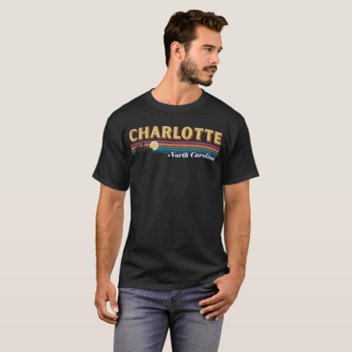 Vintage Distressed Charlotte North Carolina Stripe T_Shirt