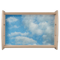 Vintage Distressed Clouds Background Serving Tray
