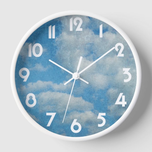 Vintage Distressed Clouds in the Sky Wall Clock (Front)