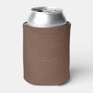 Vintage Distressed Cognac Leather Texture Can Cooler