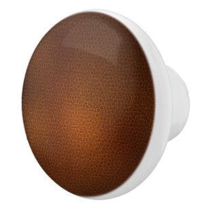 Vintage Distressed Cognac Leather Texture Ceramic Knob