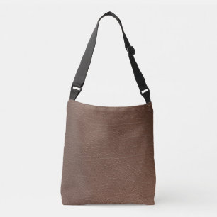 Vintage Distressed Cognac Leather Texture Crossbody Bag