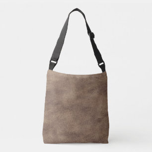 Vintage Distressed Cognac Leather Texture Crossbody Bag