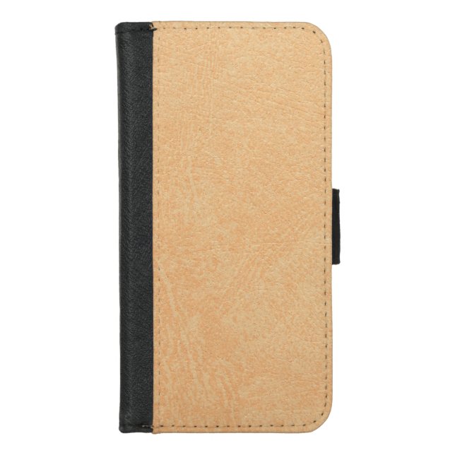 Vintage Distressed Cognac Leather Texture iPhone Wallet Case (Front)
