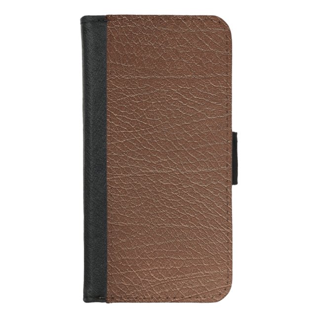 Vintage Distressed Cognac Leather Texture iPhone Wallet Case (Front)