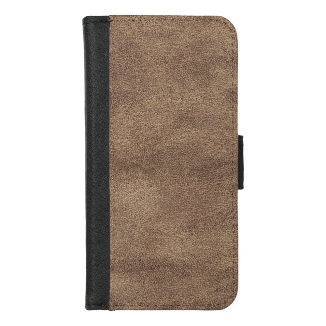 Vintage Distressed Cognac Leather Texture iPhone Wallet Case (Front)