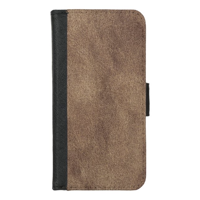 Vintage Distressed Cognac Leather Texture iPhone Wallet Case (Front)