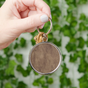 Vintage Distressed Cognac Leather Texture Keychain