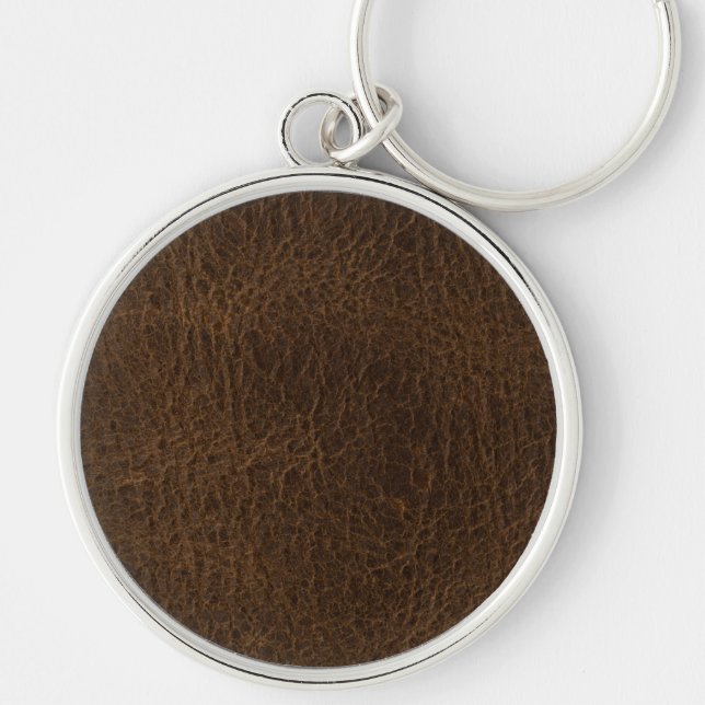 Vintage Distressed Cognac Leather Texture Keychain (Front)