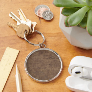 Vintage Distressed Cognac Leather Texture Keychain
