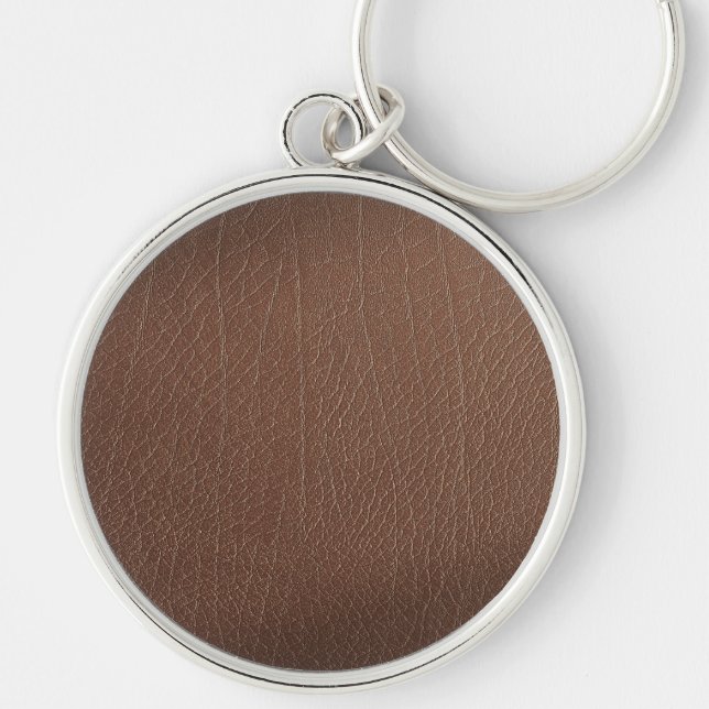 Vintage Distressed Cognac Leather Texture Keychain (Front)