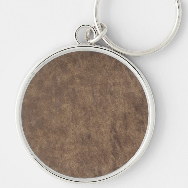 Vintage Distressed Cognac Leather Texture Keychain (Front)