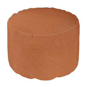 Vintage Distressed Cognac Leather Texture Pouf
