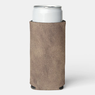 Vintage Distressed Cognac Leather Texture Seltzer Can Cooler