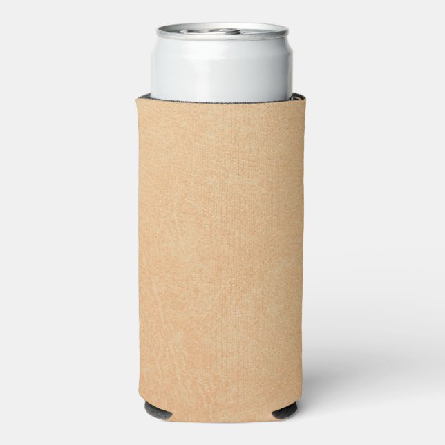 Vintage Distressed Cognac Leather Texture Seltzer Can Cooler (Seltzer Back)