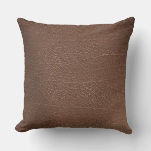 Vintage Distressed Cognac Leather Texture Throw Pillow