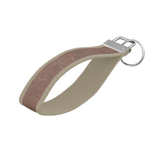 Vintage Distressed Cognac Leather Texture Wrist Keychain