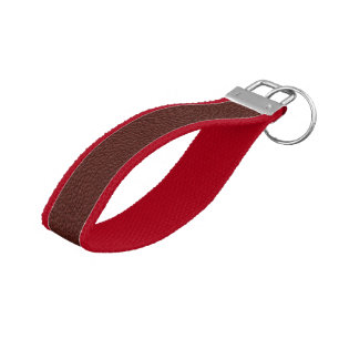 Vintage Distressed Cognac Leather Texture Wrist Keychain