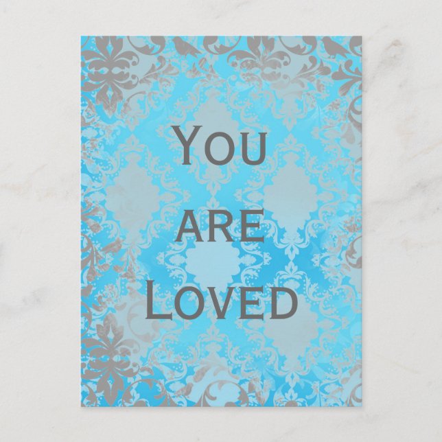 Vintage Distressed Damask You are Loved Postcard (Front)