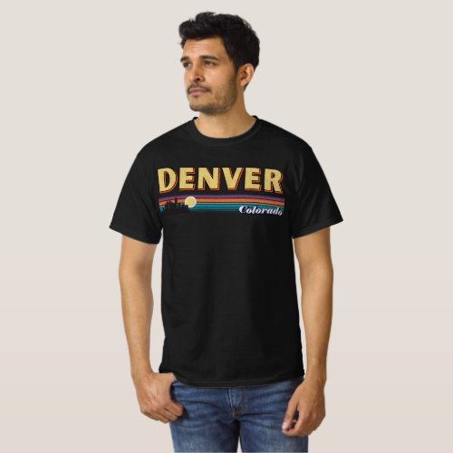 Vintage Distressed Denver Colorado Retro Stripe T_Shirt