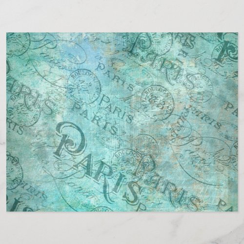 Vintage Distressed Fashion Paris Turquoise Paper