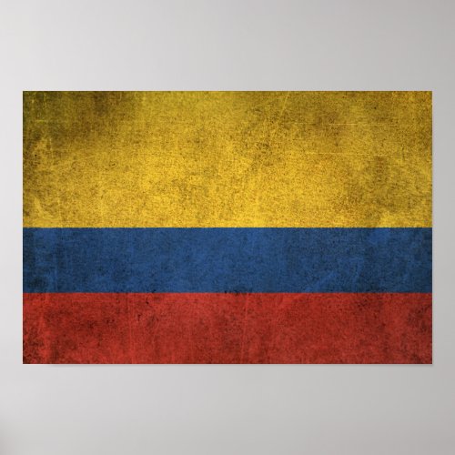 Vintage Distressed Flag of Colombia Poster